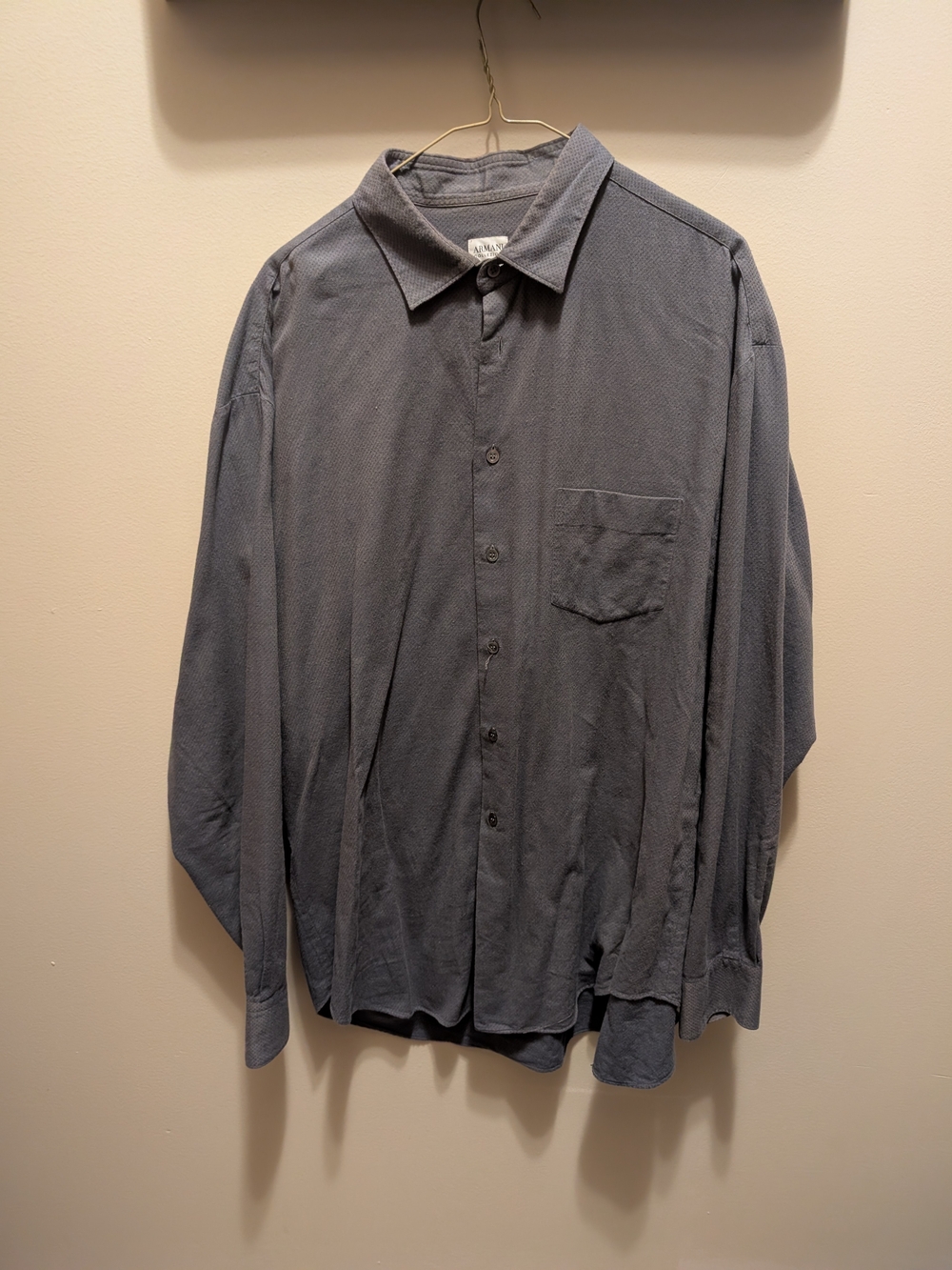 Men's Grey Long Sleeve Button-Up Shirt - Armani
